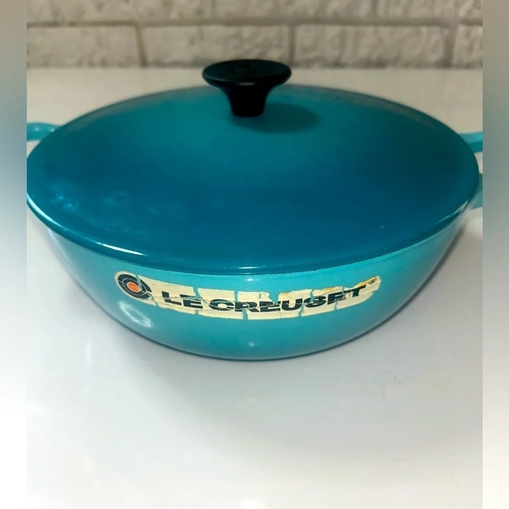Rare Le Creuset Caribbean Blue 22cm Marmite Dutch Oven Cast Iron France